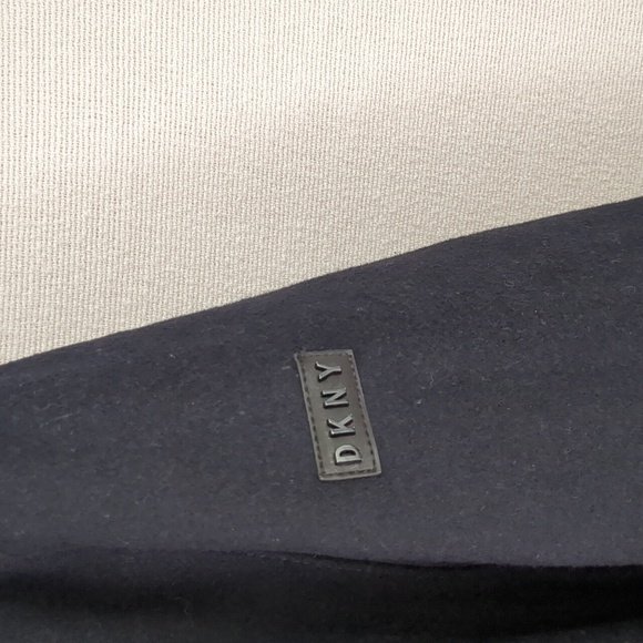 DKNY Men's Mid Length Stadium Wool Blend Coat In Navy Blue Size XL - Picture 2 of 16